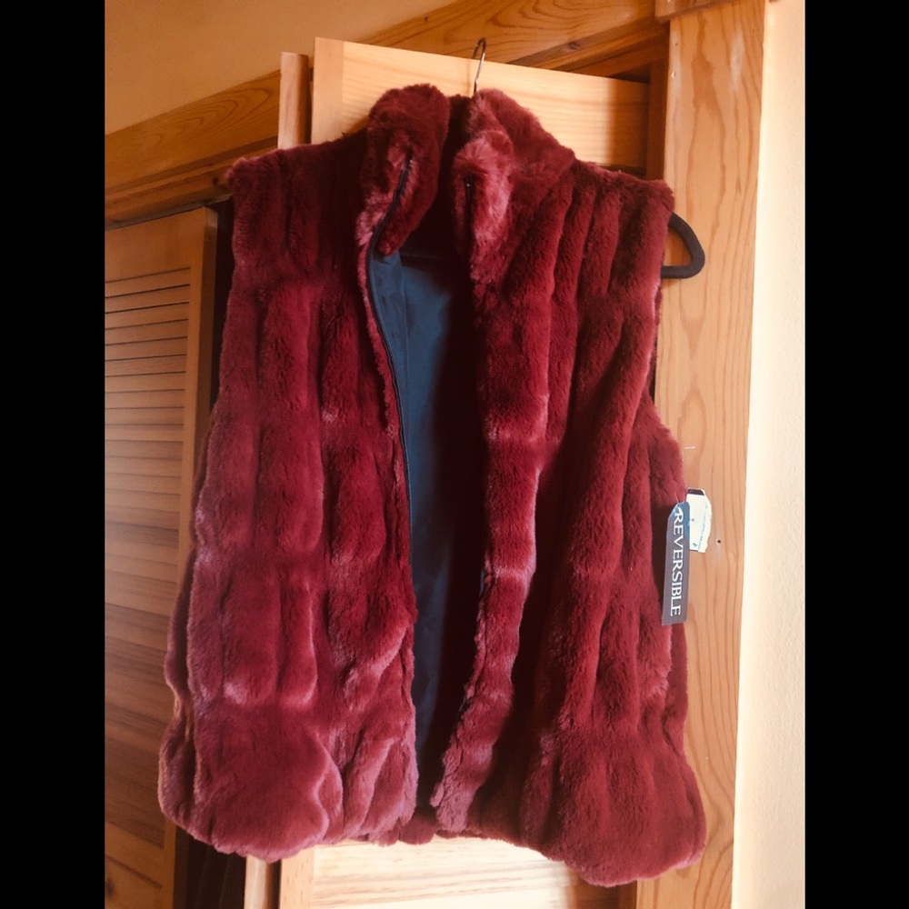 So Soft!! Faux Rabbit Fur Reversible Vest